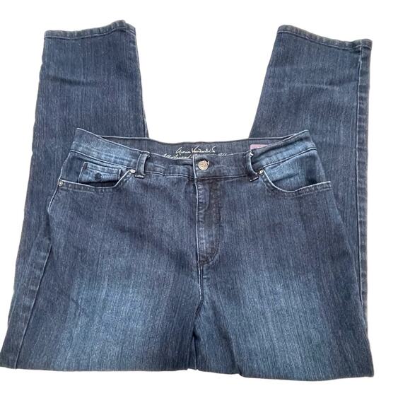 Gloria Vanderbilt Dark Wash Amanda Jeans Rhinestones Size 12 Short - Picture 1 of 9